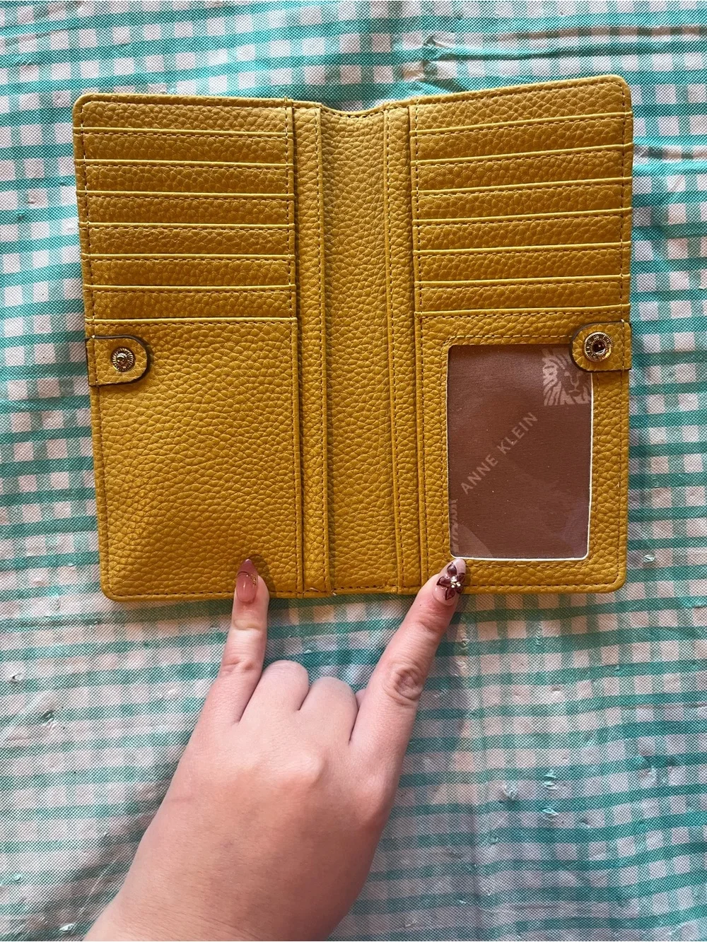 Anne Klein Yellow Pebbled Leather Wallet - Women's Zip Wallet